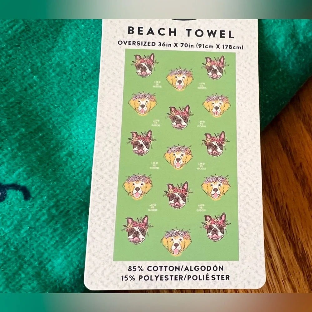 NWT Life is Good Oversized Teal Dog Beach Towel